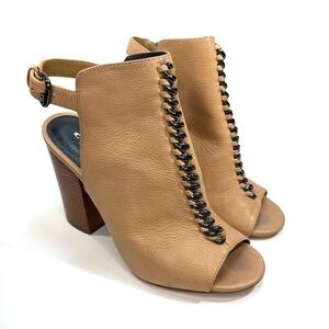 Coach Sandford Tan Leather Heeled Slingback Sandals | 7